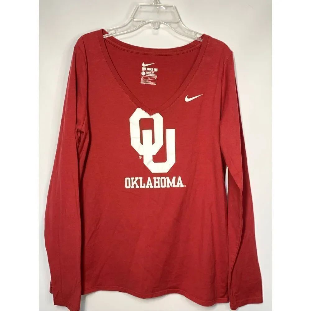 NikeโWomen's Crimson Oklahoma Sooners Primary Logo Long Sleeve T-Shirt RedโXL